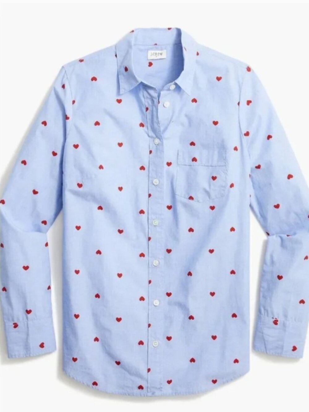 NWOT Jcrew Heart Printed Blue Chambray Button Up Shirt